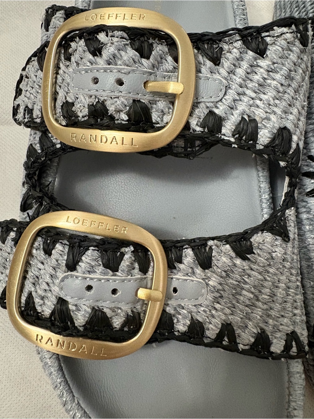 Loeffler Randall women's Gold-Buckle blue Woven
Slide Sandals - Picture 9 of 10